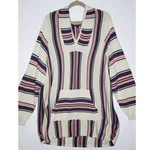 Torrid IVORY Cream STRIPE PULLOVER BAJA HOODIE Sweater Beach Size 4